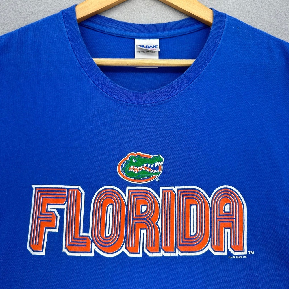 VTG Florida Gators Graphic T-Shirt Gildan Tag Blue‎ Orange Mens XL NCAA Football